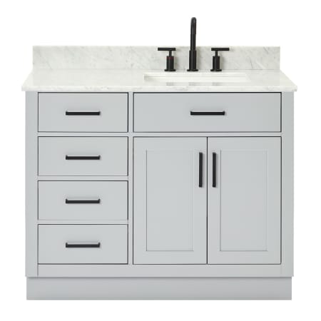 Ariel Hepburn 42" Free Standing Single Basin Vanity Set with Cabinet, Marble Vanity Top, and Rectangular Sink Grey
