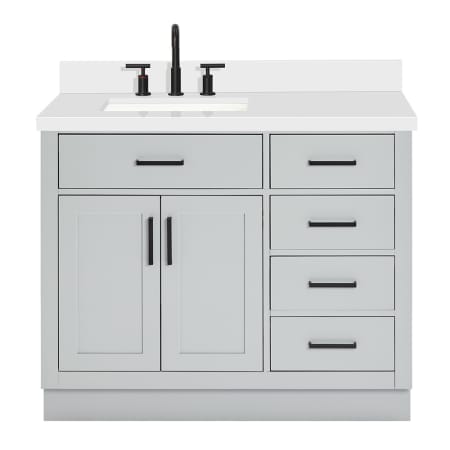 Ariel Hepburn 42" Free Standing Single Basin Vanity Set with Cabinet, Quartz Vanity Top, and Rectangular Sink Grey