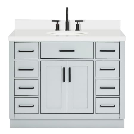 Ariel Hepburn 43" Free Standing Single Oval Basin Vanity Set with Cabinet and Quartz Vanity Top Grey
