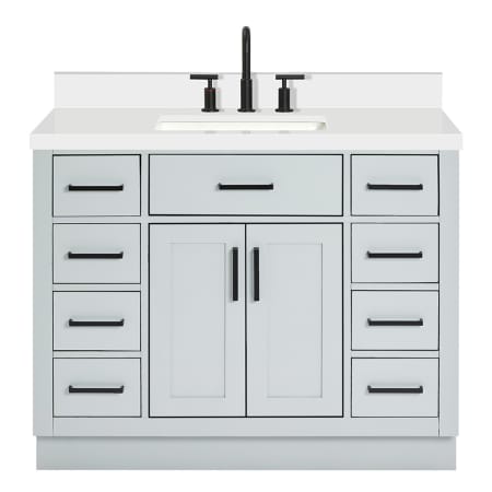 Ariel Hepburn 43" Free Standing Single Basin Vanity Set with Cabinet, Quartz Vanity Top, and Rectangular Sink Grey