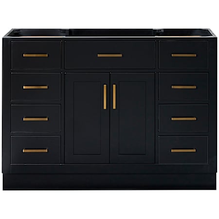 Ariel Hepburn 48" Single Free Standing Vanity Cabinet Only - Less Vanity Top Black / Satin Brass Hardware