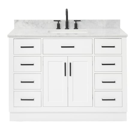 Ariel Hepburn 48" Free Standing Single Basin Vanity Set with Cabinet and Marble Vanity Top White