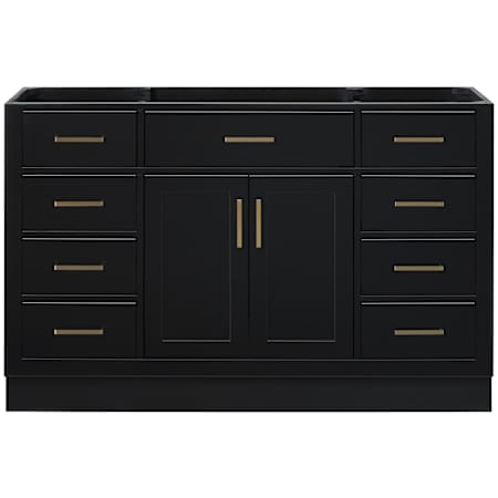 Ariel Hepburn 54" Single Free Standing Vanity Cabinet Only - Less Vanity Top Black / Satin Brass Hardware