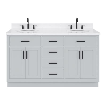 Ariel Hepburn 60" Free Standing Double Basin Vanity Set with Cabinet, Quartz Vanity Top, and Oval Bathroom Sink Grey