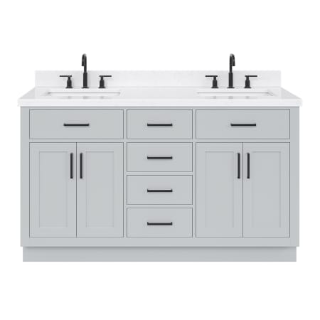 Ariel Hepburn 60" Free Standing Double Basin Vanity Set with Cabinet, Quartz Vanity Top, and Rectangular Bathroom Sink Grey
