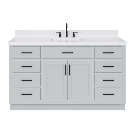 Ariel Hepburn 60" Free Standing Single Basin Vanity Set with Cabinet, Quartz Vanity Top, and Rectangular Bathroom Sink Grey