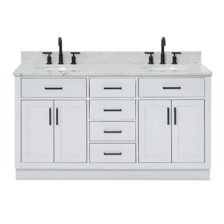 Ariel Hepburn 60" Free Standing Double Basin Vanity Set with Cabinet, Marble Vanity Top, and Oval Sinks Grey