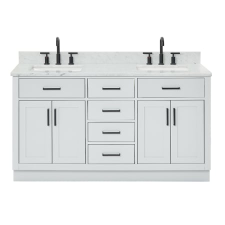 Ariel Hepburn 60" Free Standing Double Basin Vanity Set with Cabinet, Marble Vanity Top, and Oval Sinks Grey