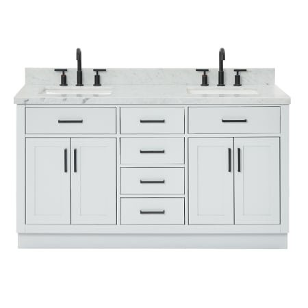 Ariel Hepburn 61" Free Standing Double Basin Vanity Set with Cabinet and Marble Vanity Top Grey