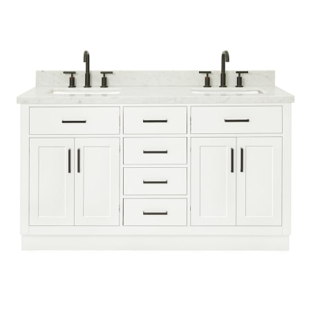 Ariel Hepburn 60" Free Standing Double Basin Vanity Set with Cabinet and Marble Vanity Top White