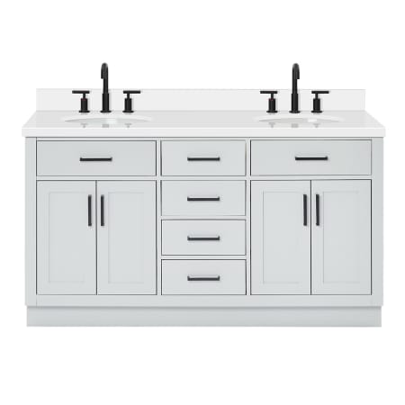Ariel Hepburn 60" Free Standing Double Basin Vanity Set with Cabinet, Quartz Vanity Top, and Oval Sinks Grey