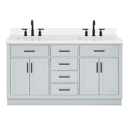 Ariel Hepburn 60" Free Standing Double Basin Vanity Set with Cabinet, Quartz Vanity Top, and Rectangular Sinks Grey
