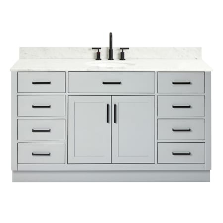 Ariel Hepburn 60" Free Standing Single Basin Vanity Set with Cabinet, Marble Vanity Top, and Oval Sink Grey