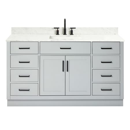 Ariel Hepburn 61" Free Standing Single Basin Vanity Set with Cabinet, Marble Vanity Top, and Rectangular Sink Grey