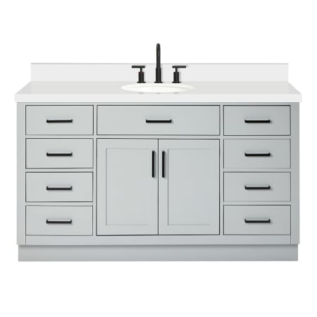 Ariel Hepburn 61" Free Standing Single Basin Vanity Set with Cabinet, Quartz Vanity Top, and Oval Sink Grey