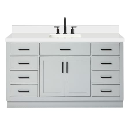 Ariel Hepburn 60" Free Standing Single Basin Vanity Set with Cabinet, Quartz Vanity Top, and Rectangular Sink Grey