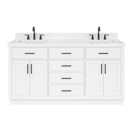 Ariel Hepburn 66" Free Standing Double Basin Vanity Set with Cabinet, Quartz Vanity Top, and Rectangular Bathroom Sink White
