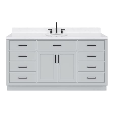 Ariel Hepburn 66" Free Standing Single Basin Vanity Set with Cabinet, Quartz Vanity Top, and Oval Bathroom Sink Grey
