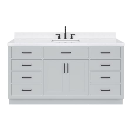 Ariel Hepburn 66" Free Standing Single Basin Vanity Set with Cabinet, Quartz Vanity Top, and Rectangular Bathroom Sink Grey
