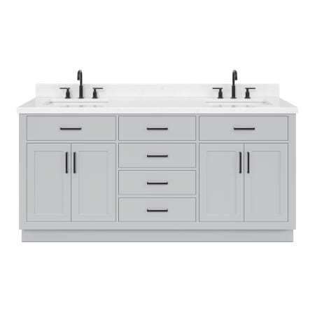 Ariel Hepburn 72" Free Standing Double Basin Vanity Set with Cabinet, Quartz Vanity Top, and Rectangular Bathroom Sink Grey