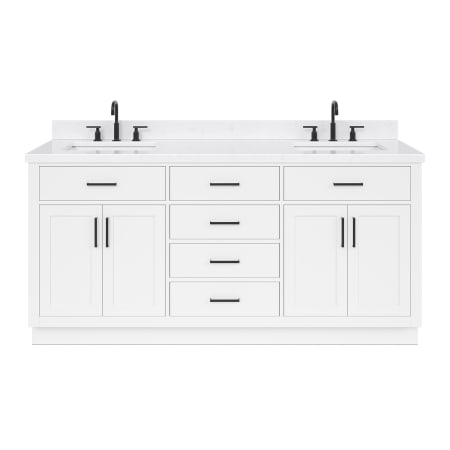 Ariel Hepburn 72" Free Standing Double Basin Vanity Set with Cabinet, Quartz Vanity Top, and Rectangular Bathroom Sink