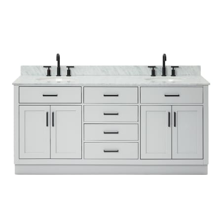 Ariel Hepburn 72" Free Standing Double Basin Vanity Set with Cabinet, Marble Vanity Top, and Oval Sinks Grey