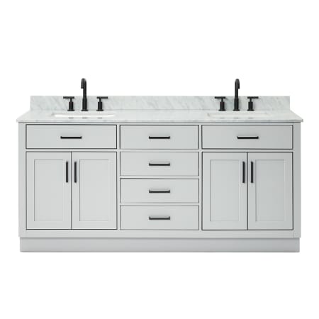 Ariel Hepburn 73" Free Standing Double Basin Vanity Set with Cabinet, Marble Vanity Top, and Rectangular Sinks Grey