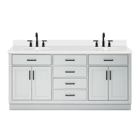 Ariel Hepburn 73" Free Standing Double Basin Vanity Set with Cabinet, Quartz Vanity Top, and Oval Sinks Grey