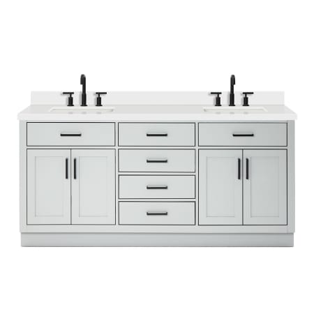 Ariel Hepburn 72" Free Standing Double Basin Vanity Set with Cabinet, Quartz Vanity Top, and Rectangular Sinks Grey