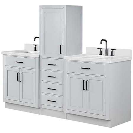 Ariel Hepburn 80" Free Standing Double Basin Vanity Set with Cabinet and Quartz Vanity Top Grey / Pure White Quartz Top / Matte Black Hardware