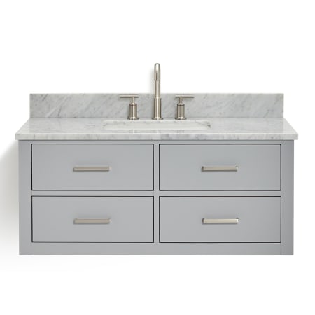Ariel Hutton 43" Wall Mounted Single Basin Vanity Set with Cabinet and Marble Vanity Top Grey / Carrara White Top