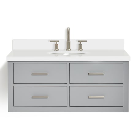 Ariel Hutton 43" Wall Mounted Single Basin Vanity Set with Cabinet and Quartz Vanity Top Grey / Pure White Top