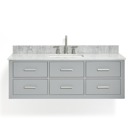 Ariel Hutton 55" Wall Mounted Single Basin Vanity Set with Cabinet and Marble Vanity Top Grey / Carrara White Top