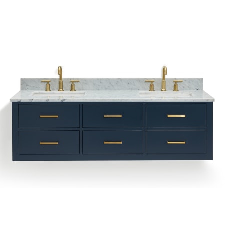 Ariel Hutton 61" Wall Mounted Double Basin Vanity Set with Cabinet and Marble Vanity Top