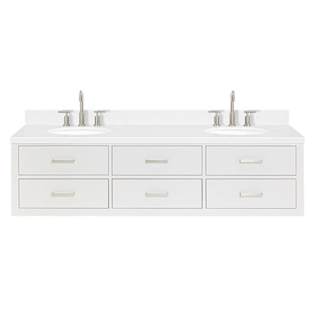 Ariel Hutton 72" Wall Mounted Double Basin Vanity Set with Cabinet and Quartz Vanity Top