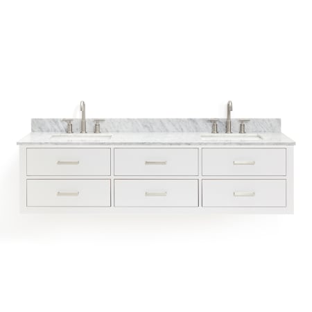 Ariel Hutton 73" Wall Mounted Double Basin Vanity Set with Cabinet and Marble Vanity Top