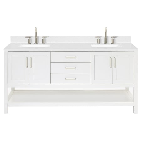 Ariel Magnolia 72" Free Standing Double Basin Vanity Set with Cabinet, Quartz Vanity Top, and Rectangular Sink