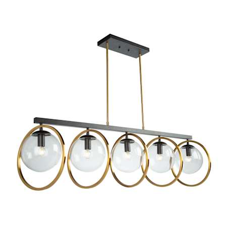 Artcraft Lighting Lugano 5 Light 44" Wide Linear Chandelier Black / Vintage Brass