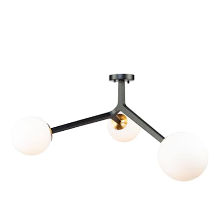 Artcraft Lighting Ravello 3 Light 38" Wide Semi-Flush Ceiling Fixture Black / Harvest Brass