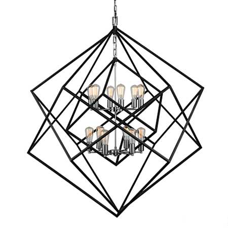 Artcraft Lighting Artistry 12 Light 47" Wide Chandelier Matte Black / Polished Nickel