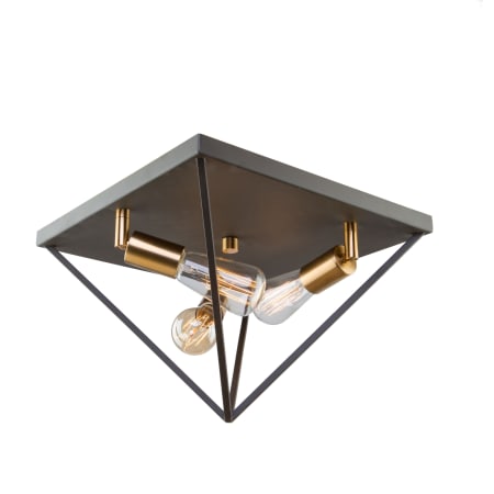 Artcraft Lighting Artistry 3 Light 14" Wide Flush Mount Ceiling Fixture Matte Black / Satin Brass
