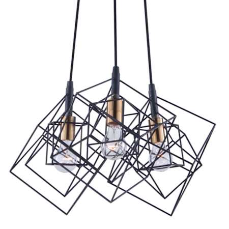 Artcraft Lighting Artistry 3 Light 28" Wide Multi Light Pendant Matte Black / Harvest Brass
