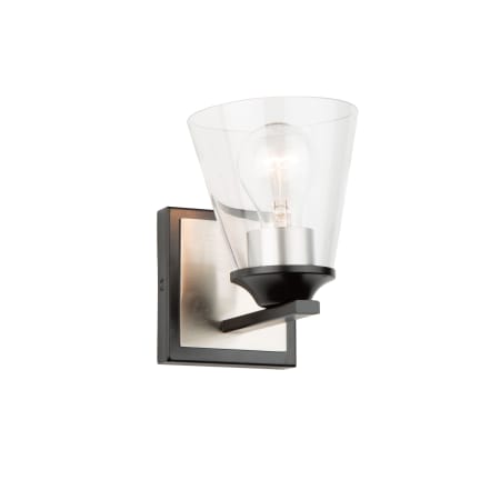 Artcraft Lighting Wheaton 7" Tall Wall Sconce with Clear Glass Shade Black / Brushed Nickel