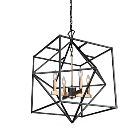 Artcraft Lighting Roxton 4 Light 25" Wide Candle Style Chandelier Matte Black / Harvest Brass