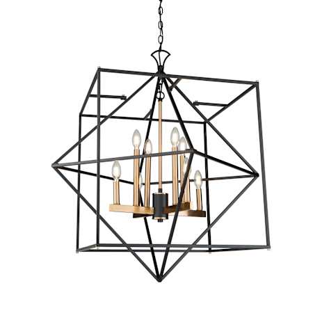 Artcraft Lighting Roxton 8 Light 32" Wide Candle Style Chandelier Matte Black / Harvest Brass