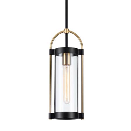 Artcraft Lighting Bonita 6" Wide Mini Pendant Black / Brushed Brass / Clear