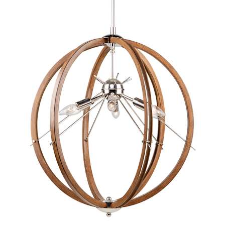 Artcraft Lighting Abbey 6 Light 24" Wide Wood Pendant Faux Wood / Polished Nickel
