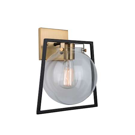 Artcraft Lighting Bridgetown 12" Tall Wall Sconce with Clear Glass Shade Black / Harvest Brass