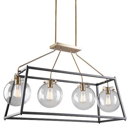 Artcraft Lighting Bridgetown 4 Light 40" Wide Chandelier Black / Harvest Brass