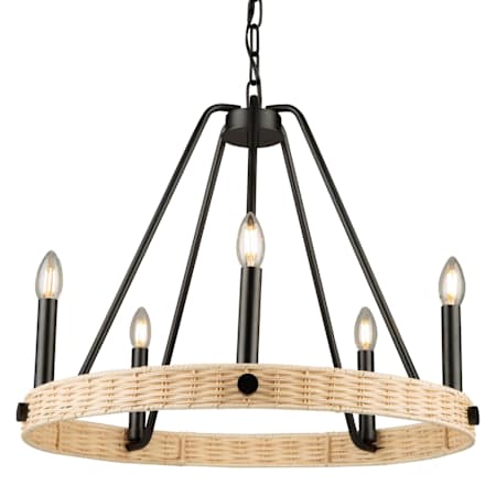 Artcraft Lighting Perris 5 Light 24" Wide Candle Style Smart Chandelier Black